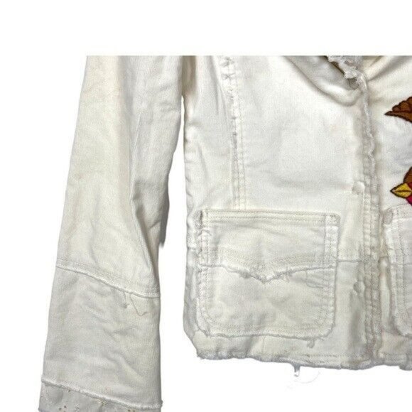 Johnny Was Womens Sz S Hand Embroidered Ivory Corduroy Blazer Jacket - Picture 7 of 9